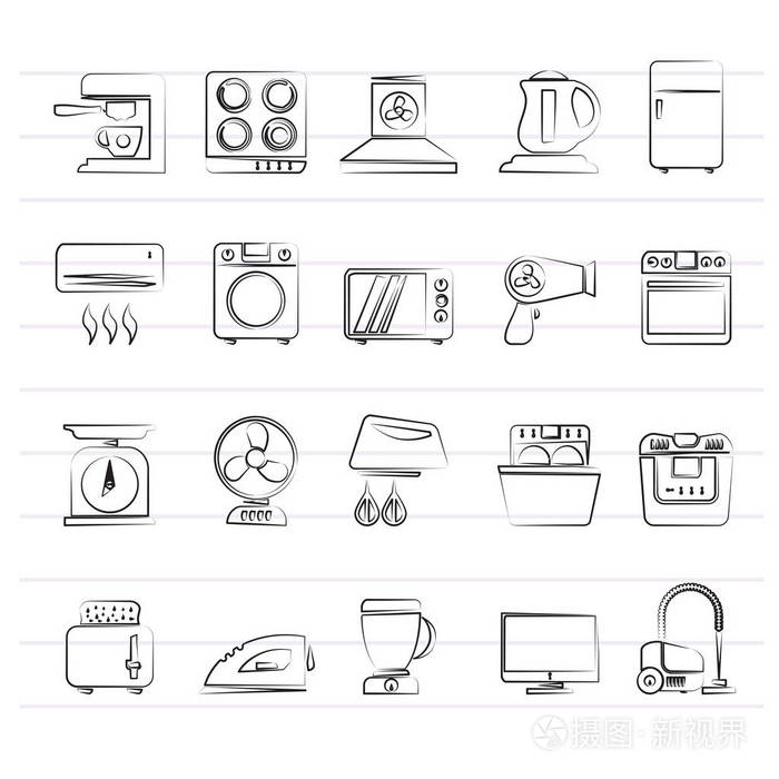 家用電器與電子產(chǎn)品圖標(biāo)的矢量設(shè)計與設(shè)置